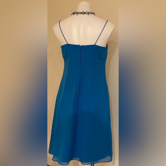 Alfred Angelo Marine Blue Sheer Baby Doll/Shift Midi Dress Sz 10 Draped … - Picture 7 of 16